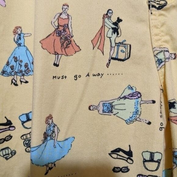 Vintage Bill Blass capri pants yellow woman pattern cotton EUC how lovely sz 8 - Picture 9 of 9